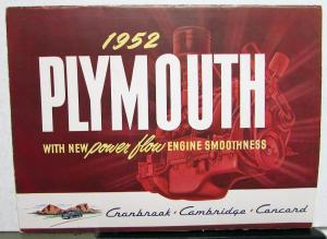 1952 Plymouth Dealer Color Sales Brochure Folder Cranbrook Cambridge Concord