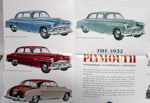 1952 Plymouth Dealer Color Sales Brochure Folder Cranbrook Cambridge Concord