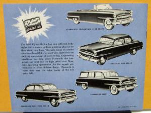 1953 Plymouth Dealer Sales Brochure Automatic Overdrive New Motoring Thrill