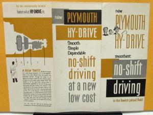 1953 Plymouth Dealer Sales Brochure Folder Hy-Drive No-Shift Driving