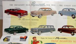 1953 Plymouth Dealer Color Sale Brochure Folder Cranbrook Cambridge Large Poster