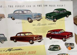 1953 Plymouth Dealer Color Sale Brochure Folder Cranbrook Cambridge Large Poster