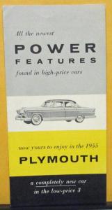 1955 Plymouth Dealer Sales Brochure Power Features Steering Brakes Windows
