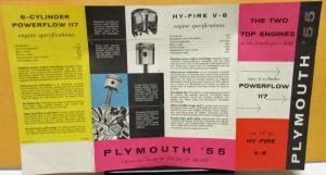 1955 Plymouth Dealer Sales Brochure Folder Powerflow 6 Cylinder Hy-Fire V-8
