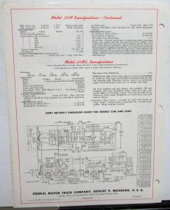 1948 Federal Truck Model 25M Specification Sheet