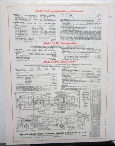 1948 Federal Truck Model 55M Specification Sheet