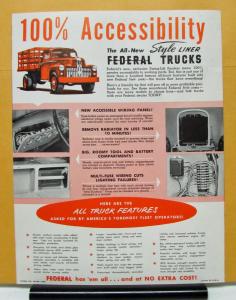 1950 Federal Truck Style Liner Swing Lift Fenders Sales Brochure