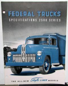 1952 Federal Truck Model 2501 2502 Sales Brochure & Specifications