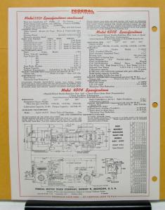 1952 Federal Truck Model 6501 Specification Sheet
