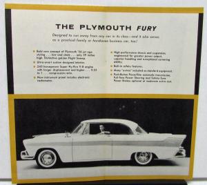 1956 Plymouth Dealer Sales Brochure Folder Fury New King Of The Road Rare