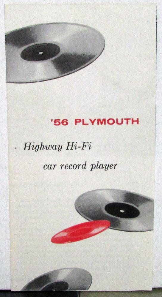 1956 Plymouth Dealer Sales Brochure Folder Highway Hi-Fi Car Record Player