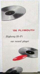 1956 Plymouth Dealer Sales Brochure Folder Highway Hi-Fi Car Record Player