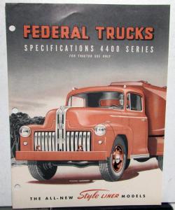 1953 Federal Truck Model 4401 4402 Sales Brochure & Specifications