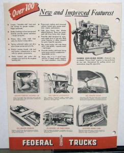 1953 Federal Truck Model 4401 4402 Sales Brochure & Specifications
