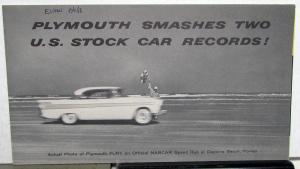 1956 Plymouth Dealer Sales Brochure Folder Fury Smashes Stock Car Records NASCAR