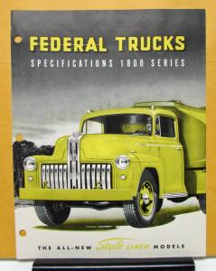1952 Federal Truck Model 1801 1802 Sales Brochure & Specifications