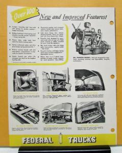 1952 Federal Truck Model 1801 1802 Sales Brochure & Specifications