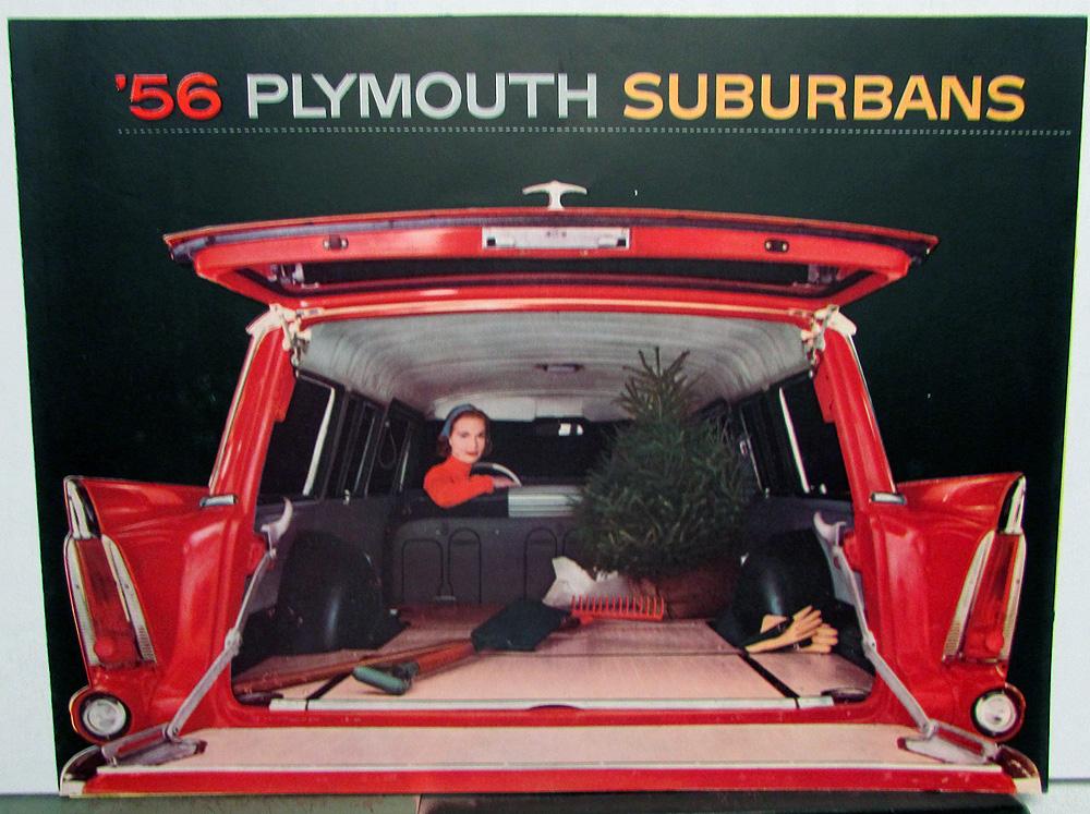 1956 Plymouth Dealer Color Sales Brochure Folder Suburbans Station Wagons