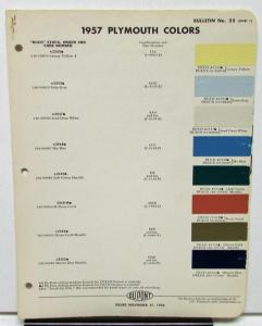 1957 Plymouth Color Paint Chips Leaflets Du Pont Original