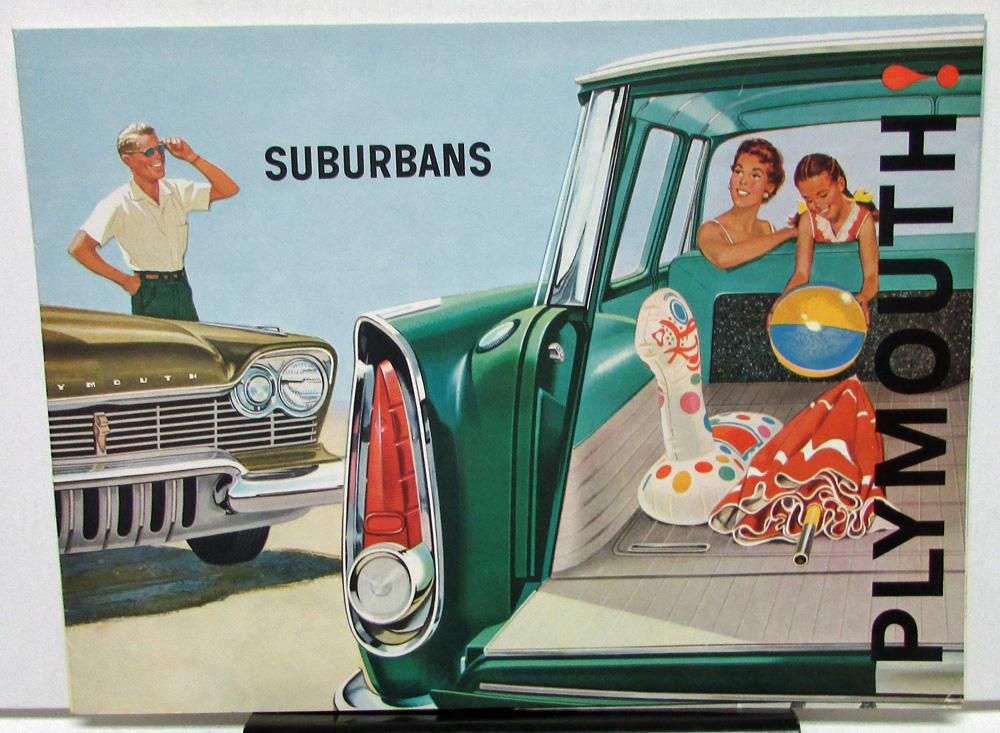 1957 Plymouth Dealer Color Sales Brochure Folder Suburbans Station Wagons