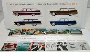 1957 Plymouth Dealer Color Sales Brochure Folder Suburbans Station Wagons