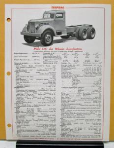 1952 1953 Federal Truck Model 4551 Specification Sheet