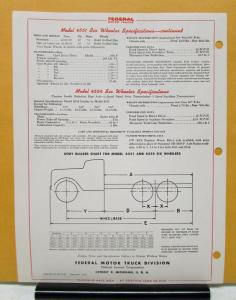1952 1953 Federal Truck Model 4551 Specification Sheet