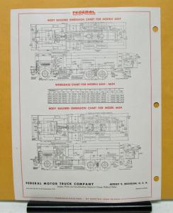 1952 1953 Federal Truck Model 6554 6654 Sales Brochure & Specifications