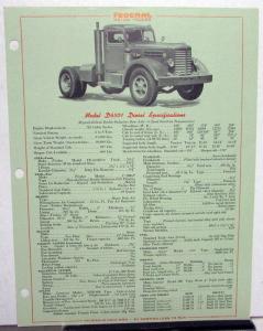1952 1953 Federal Truck Model D6501 Specification Sheet