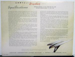 1953 Chrysler Windsor & Deluxe Newport Town & Country Export Sales Folder