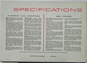 1957 Chrysler Windsor Saratoga New Yorker Color Sales Brochure Original