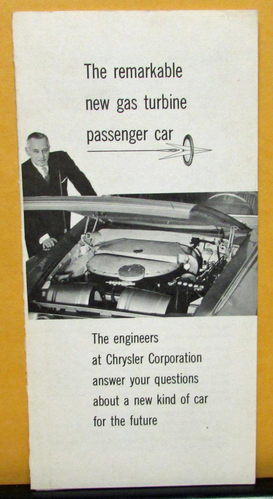 1962 Plymouth Dealer Sales Brochure Show Handout Turbo Fury Gas Turbine Concept