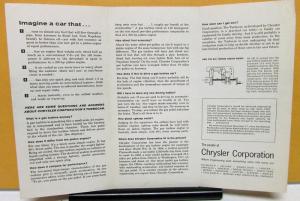 1962 Plymouth Dealer Sales Brochure Show Handout Turbo Fury Gas Turbine Concept