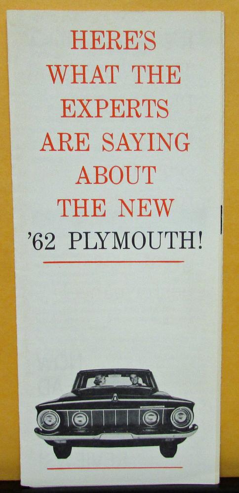 1962 Plymouth Dealer Sales Brochure Folder What Experts Are Saying About The New