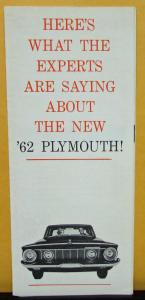 1962 Plymouth Dealer Sales Brochure Folder What Experts Are Saying About The New