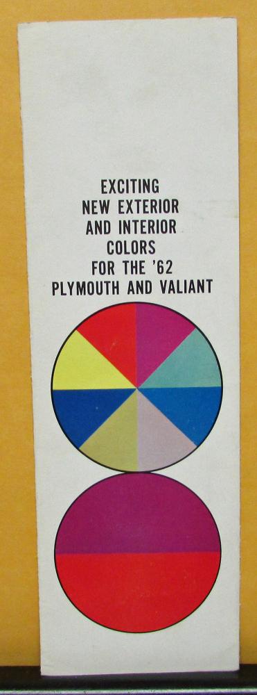 1962 Plymouth Dealer Sales Brochure Interior Exterior Color Options Paint Chips