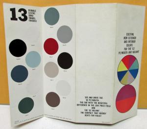 1962 Plymouth Dealer Sales Brochure Interior Exterior Color Options Paint Chips