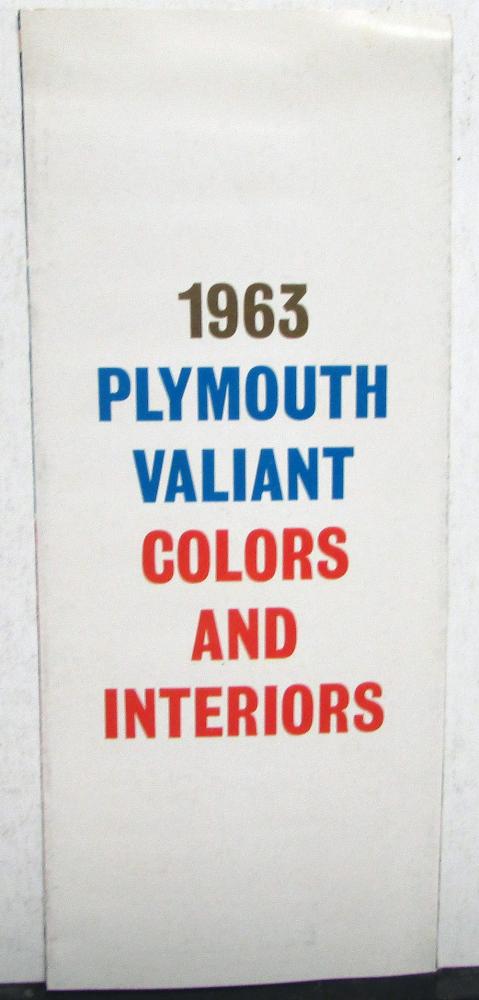 1963 Plymouth & Valiant Dealer Brochure Interior Exterior Color Options Paint