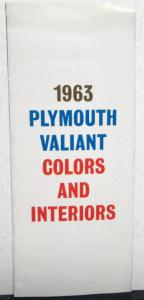 1963 Plymouth & Valiant Dealer Brochure Interior Exterior Color Options Paint