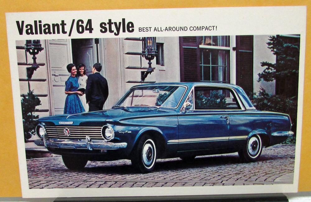 1964 Plymouth Valiant Dealer Postcard Mailer Test Drive Invitation Large