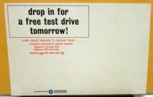 1964 Plymouth Valiant Dealer Postcard Mailer Test Drive Invitation Large