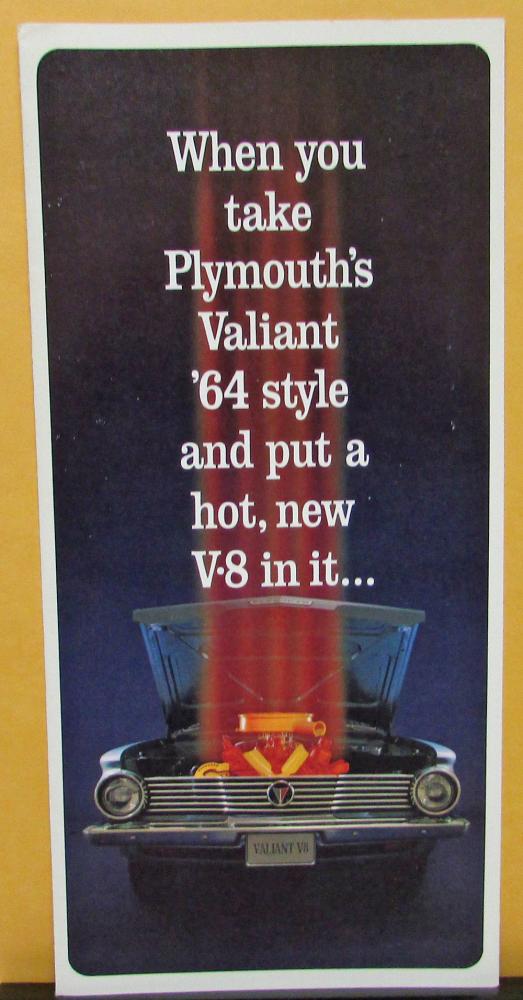 1964 Plymouth Valiant Dealer Sales Brochure Mailer Put A Hot New V-8 In It