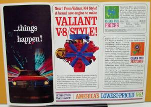 1964 Plymouth Valiant Dealer Sales Brochure Mailer Put A Hot New V-8 In It
