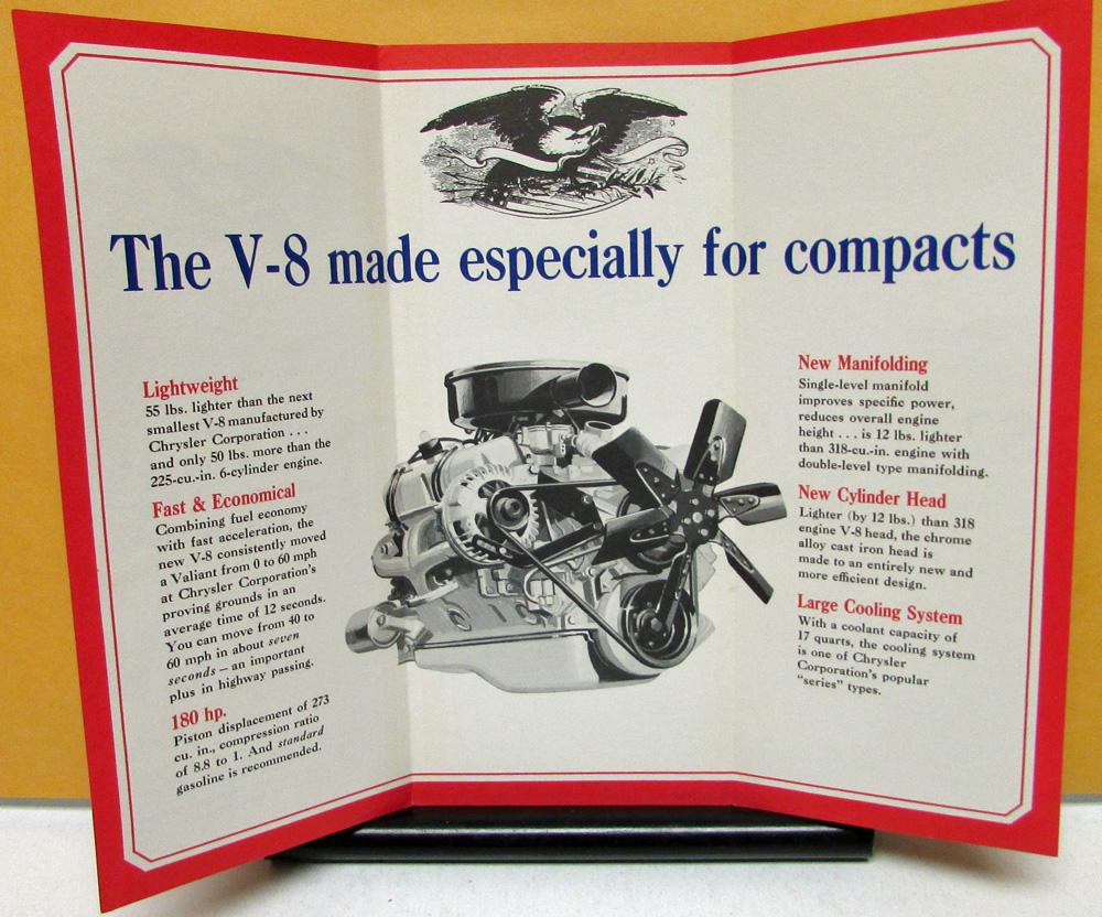 1964 Plymouth Valiant Dealer Sales Brochure Folder V8 Compact Model