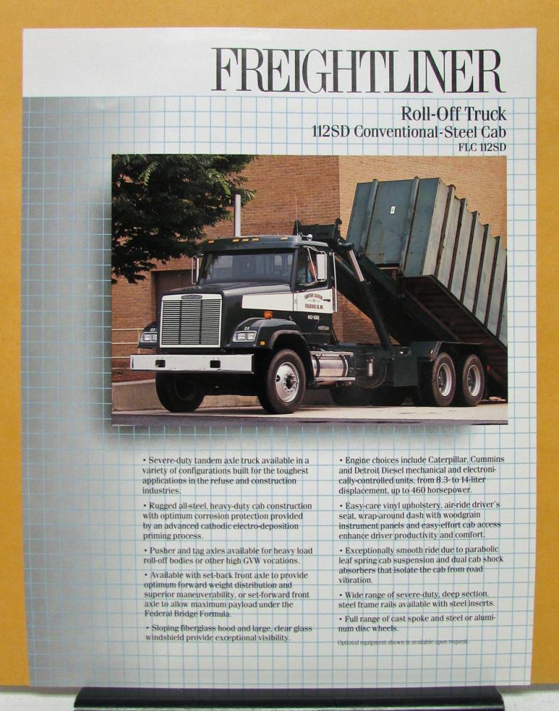 1990 Freightliner Model FLC112SD Roll Off Truck Specification Sheet