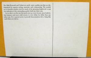 1964 Plymouth Dealer Post Card Mailer Belvedere Valiant V-200 Large Original