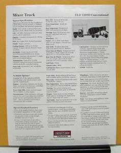 1992 Freightliner Model FLD120SD Mixer Truck Specification Sheet