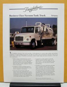 1992 Freightliner Series 70 Business Class Vacuum Tank Truck Specification Sheet