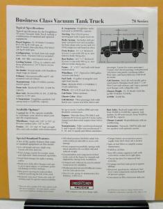1992 Freightliner Series 70 Business Class Vacuum Tank Truck Specification Sheet