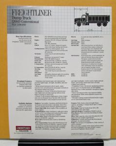 1997 Freightliner Model FLD12064SD 120SD Dump Truck Specification Sheet